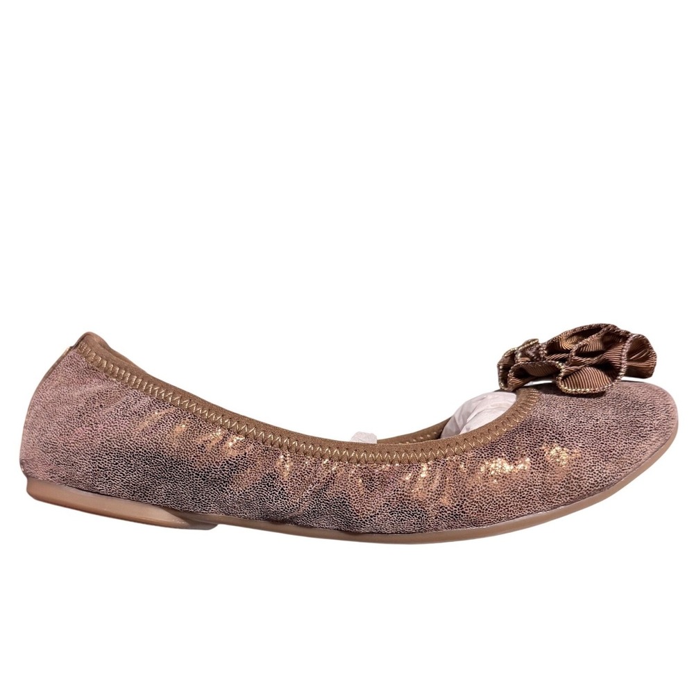 Lindsay Phillips Liz Ballet Flats Metallic Bronze Leather Rose Embellishment 6.5 - Picture 15 of 16